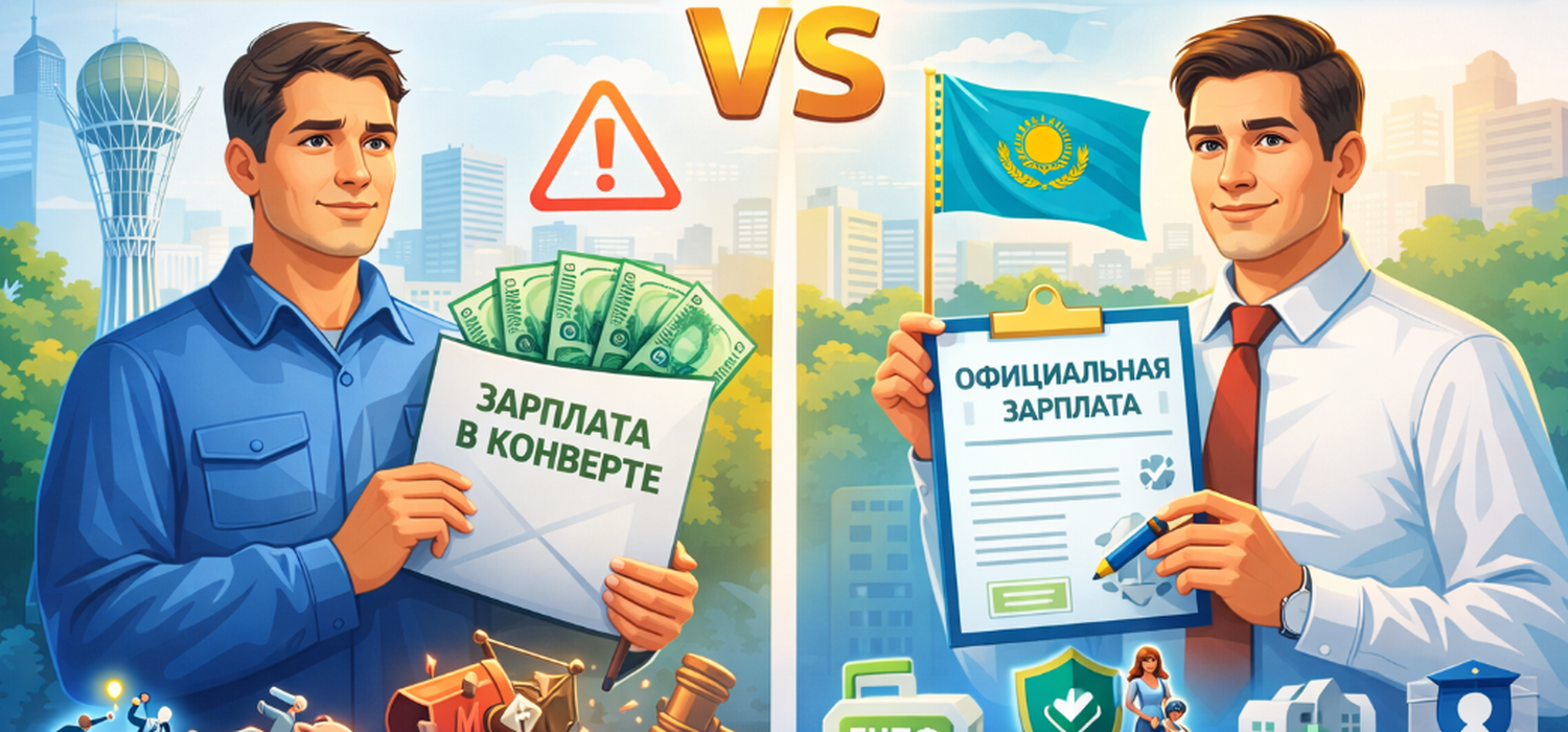 «В конверте» или официальная зарплата в Казахстане: что выгоднее в 2025 году?